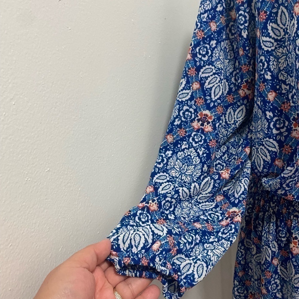 Nicole Miller Studio Blue Boho Floral Dress - Picture 2 of 5